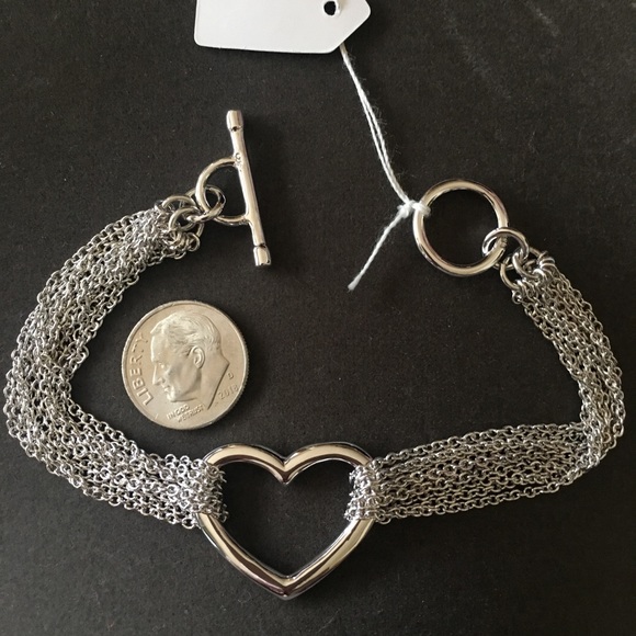 Sterling Silver Heart & Chain Bracelet - Picture 1 of 3